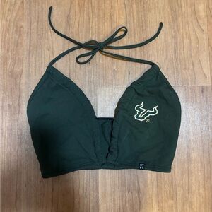 USF Dark Green Halter Crop Going Out Top
